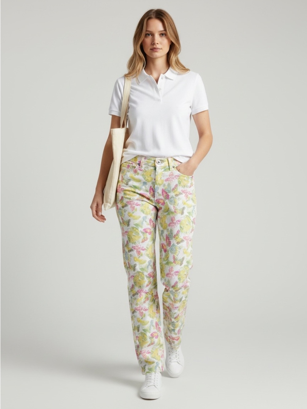 Heritage Golf Butterfly Print Crop Pants Women’s 2 White Pink Yellow Golf